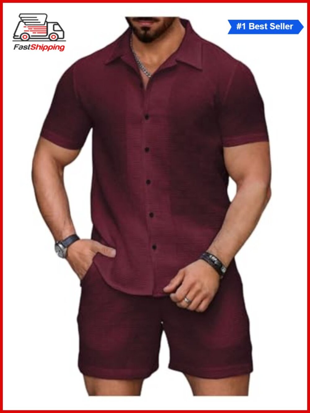 ✨ Men's 2 Piece Linen Shorts Set Vacation Cruise Beach Button Down Shirt